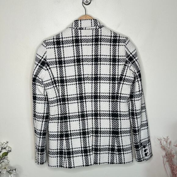 EVEREVE Kennedy Plaid Tweed Blazer Black White Sz XS $158 {3P2} - Picture 5 of 7